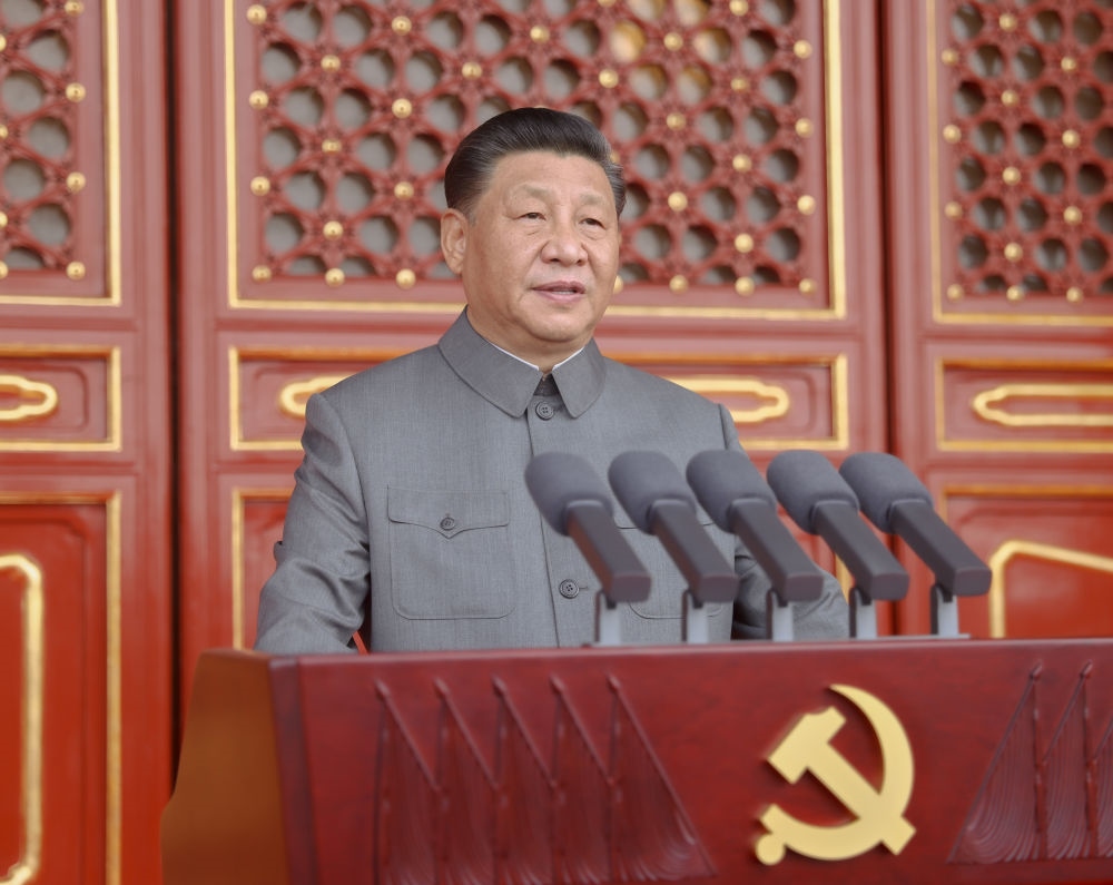2021年7月1日，慶祝中國(guó)共產(chǎn)黨成立100周年大會(huì)在北京天安門廣場(chǎng)隆重舉行。習(xí)近平發(fā)表重要講話。新華社記者 鞠鵬 攝