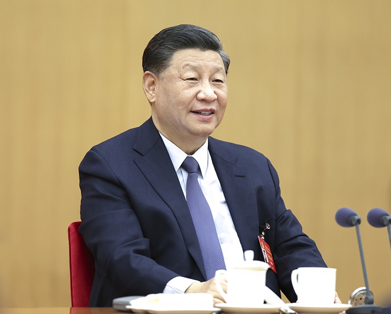 2022年10月17日，習(xí)近平同志參加黨的二十大廣西代表團(tuán)討論。